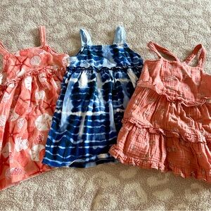 Girls' Summer Dresses - Coral and Blue